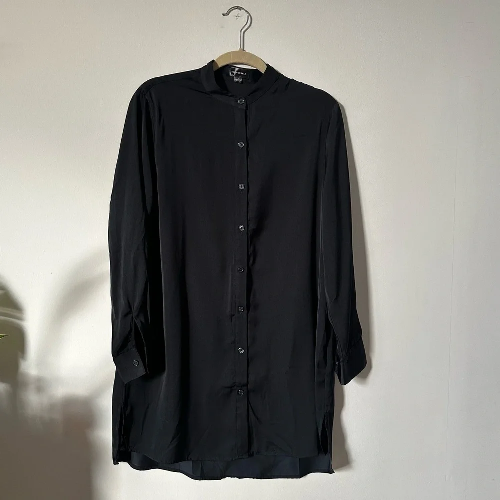 Summersalt Black Shirt Dress Cover Up Button Front Relaxed Size Small